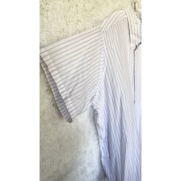 Geoffrey Beene Men's 22 Short Sleeve Shirt White Purple Striped - Picture 2 of 9